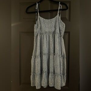 Blue and White Tiered Dress